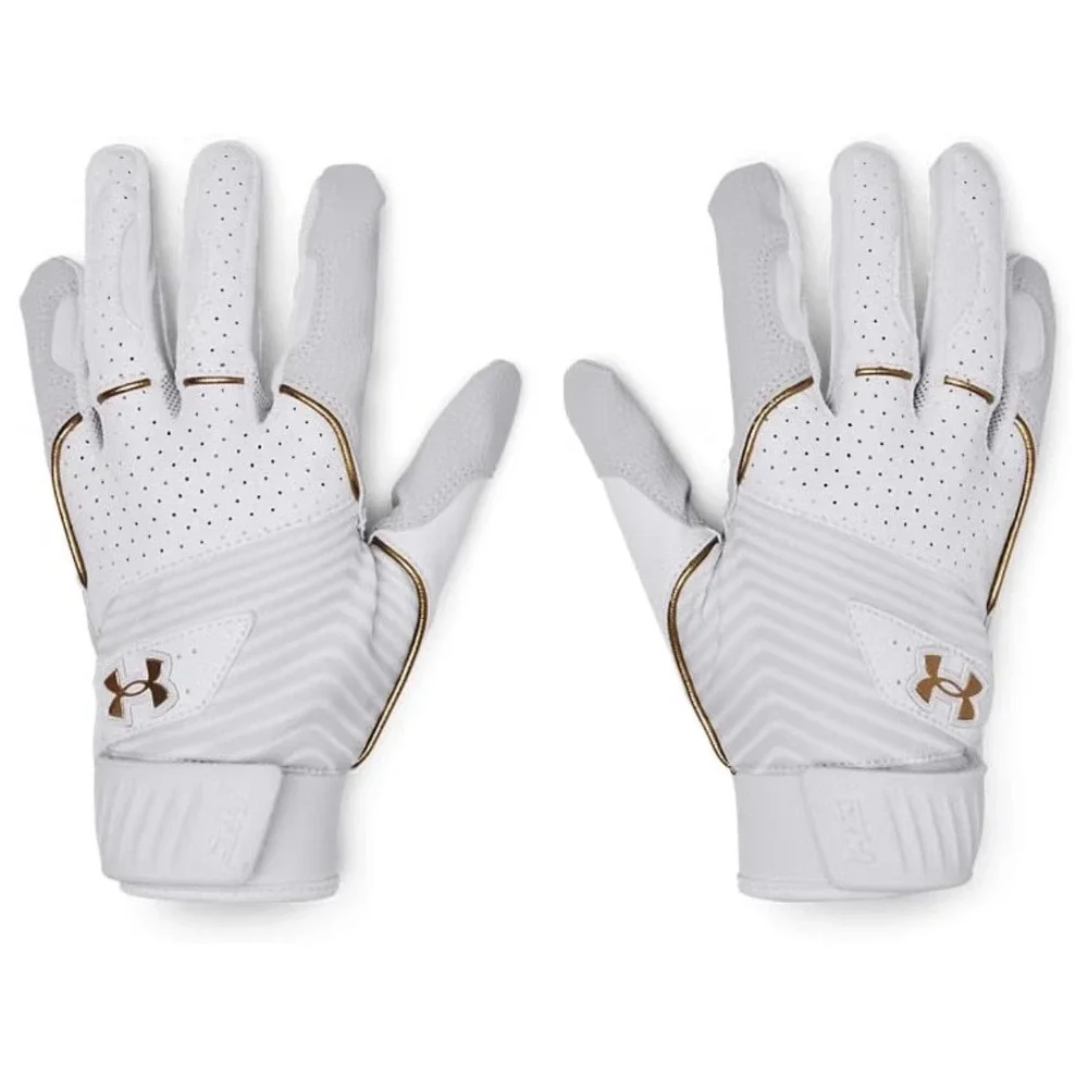 UNDER ARMOUR UA Harper Batting Gloves Youth Sz XL (MSRP $35) White Gold NWT